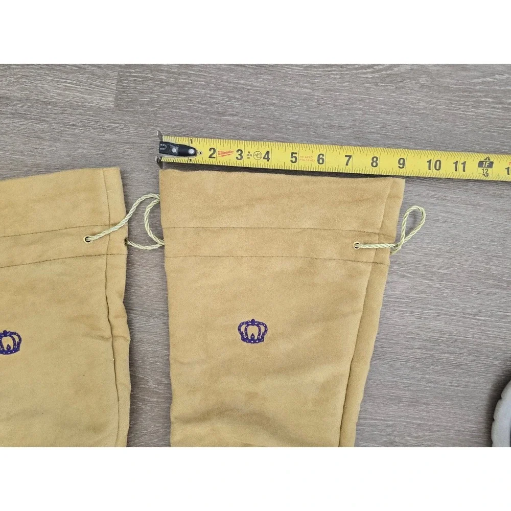 Lot of 2 Tan Faux Suede Drawstring Dust Bags Crown‎ Royale 7.5x12